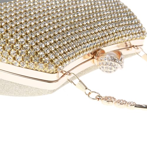 Image of Women's Sparkly Rhinestone Clutch Purse Evening Shoulder Bag | Crystal Glitter Sequin Handbag With Handle & Chain, Convertible Crossbody Bag For Bridal Wedding Party Prom or Formal Events