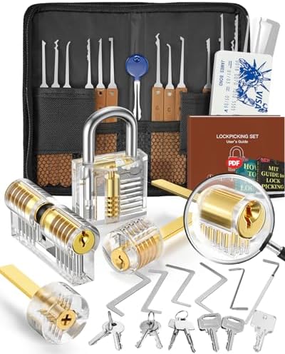 Eventronic 36+5 Stück Lockpicking Set, [2026 Neue Schwierigste Schlösser Hinzufügen] Dietrich Set mit 5 Transparente Schlösser für Lockpicking, Handbuch für Anfänger & Profisrleich