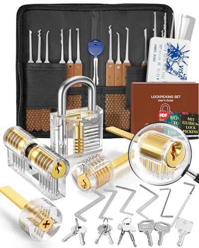 Eventronic 36+5 Pièces Kit de Crochetage Serrure, [2025 Nouvelle Serrure La Plus Difficile] Lock Picking Kit avec 5 Serrures Transparentes, Instructions Détaillées...