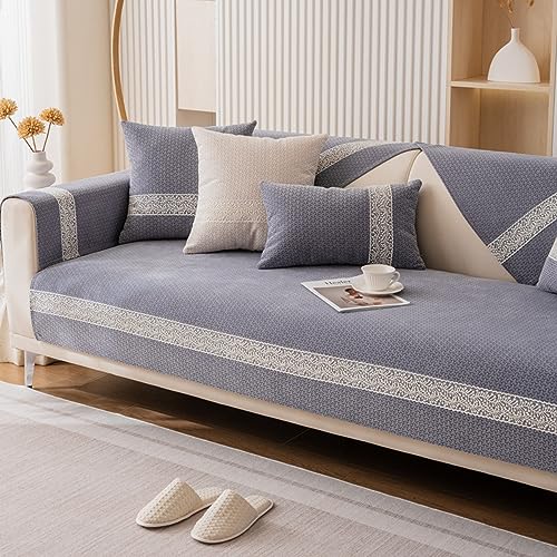 ソファーカバー 3人掛け 北欧 可愛い 1人掛け 2人掛け 肘付き 肘なし 座面 マルチカバー シェニール 背もたれカバー 猫爪対策 厚手 汚れ防止 滑り止め 洗濯可 グレー 110x160cm