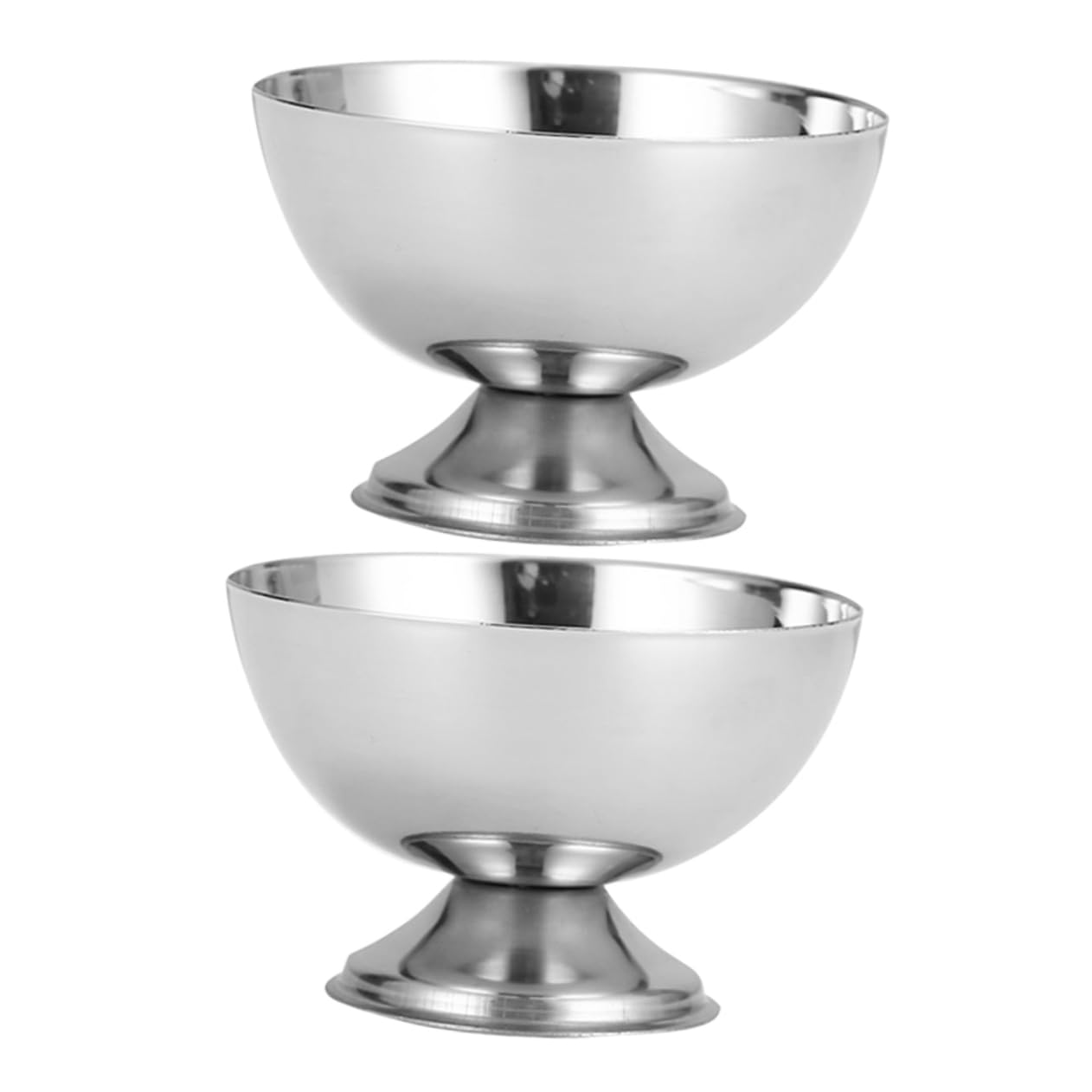 Cabilock 2pcs Stainless Steel Ice Cream Goblet Cup Footed Dessert Bowl Salad Serving Dish Trifle Tasters for Parfait Sundae Pudding Fruits Snacks Appetizers