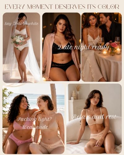 Image of LEVAO Sexy Underwear for Women Hipster Cheeky Bikini Lace Panties 6 Pack | Cheeky underwear for women, soft lace panties, cotton crotch, daily wear,date night, party, honeymoon travel, alluring fit