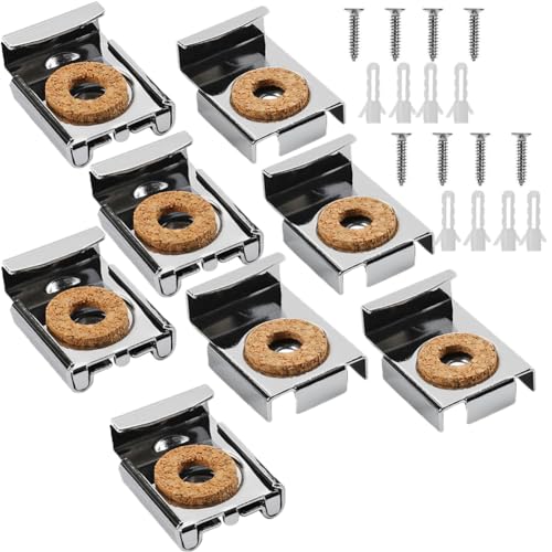 Soporte Espejo Pared Clip de espejo Ajustable Espejo Clip con Resorte para Espejo Montaje Colgantes, con Tacos y Tornillos (8 Piezas)…