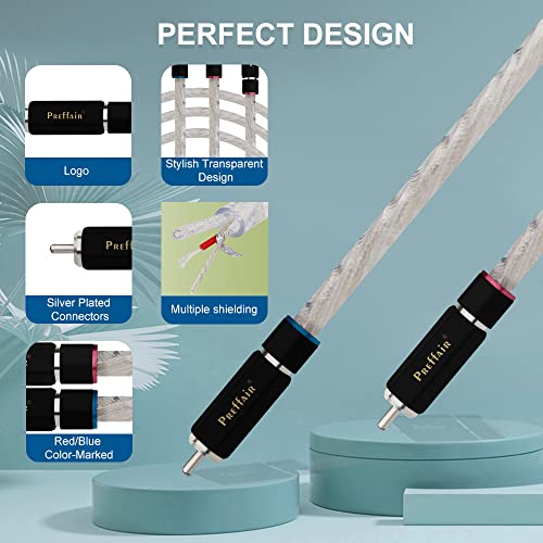 2Pcs Audiophile Hifi Stereo Rca Cable, Pure Copper 2Rca Male To 2Rca Male Signal Cord, Shielded Audio Interconnect Cable (3.3Ft/1M, Silver Plated) #TOP1