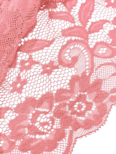 Image of Lilosy Sexy Sheer Floral Lace Pajamas Lingerie Set High Waist Sleepwear Bra and Panty 2 Piece Nightwear