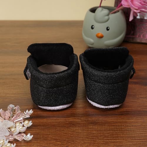 Image of Neska Moda 6 To 12 Months Baby Girls Cotton Hook & Loop Bow Booties -BT1766