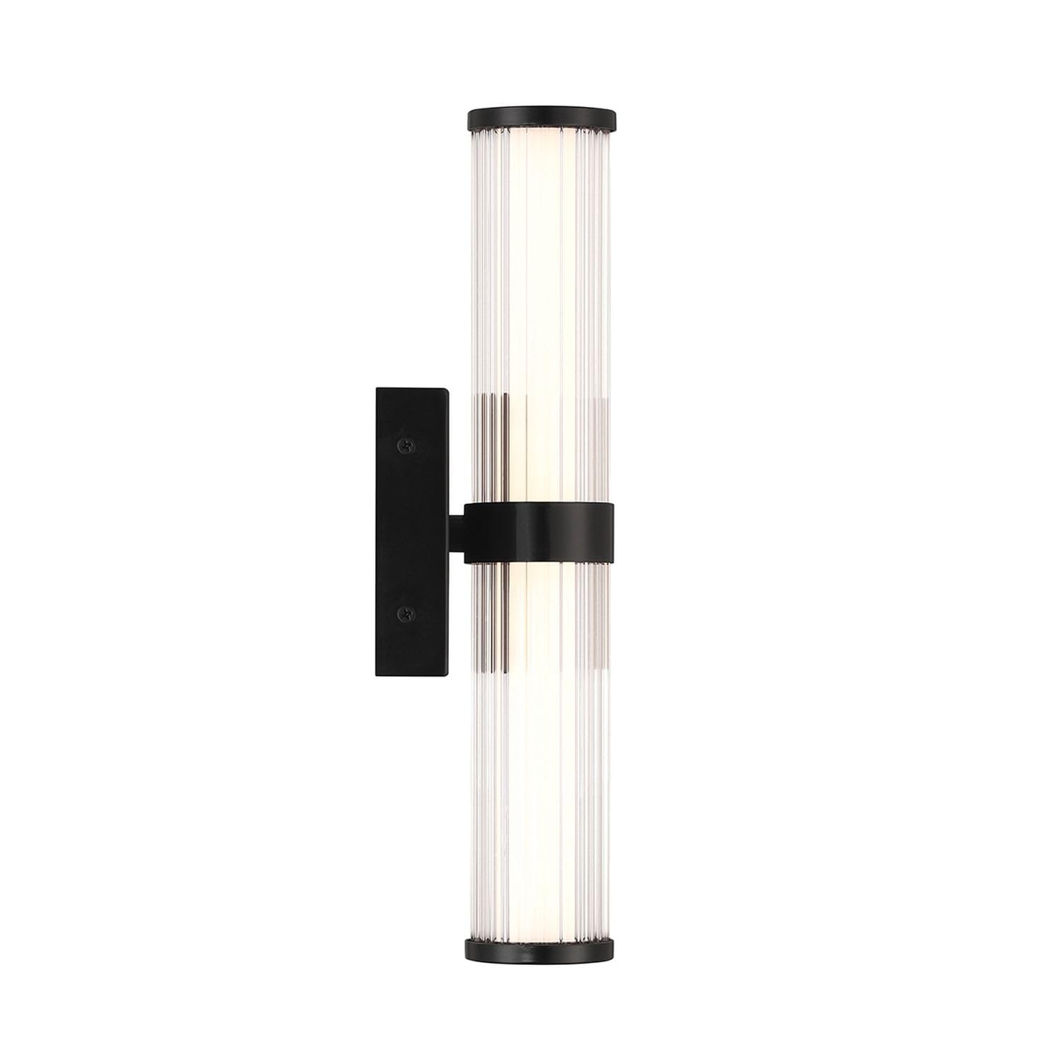 Licht-Erlebnisse LED Wandleuchte Bad IP44 35.5 cm hoch Schwarz Glas Metall 3000 K 985 lm Vintage Design Badezimmerleuchte Wandlampe Spiegel