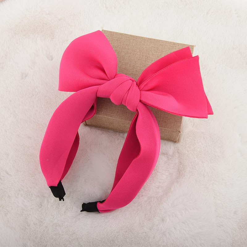 Pink Twist Knot Headband with Bow for Women - Wide Hair Band for Thick and Fine Hair - Halloween Costume Accessory - Image 2