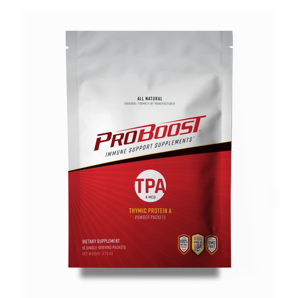 Thymic Protein A Powder Packets (4 McG TPA) – Immune System Support Supplement - All Natural, Non-GMO Formula - 10 Packets