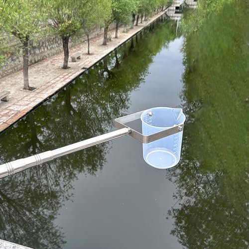 Tubo de muestreo de líquidos, Kit de muestreo de Agua con Vaso de plástico para análisis de Agua, Recipiente extralargo con pértiga telescópica, cucharón colector de líquidos oscilante con e