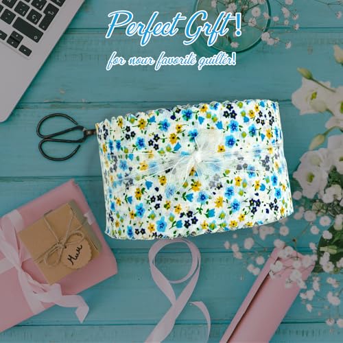 Premium 80-Piece Precut Jelly Roll Fabric Strips – 20 Vibrant Blue Floral Cotton Prints for Quilting, Sewing, and DIY Craft Projects 8 Premium 80-Piece Precut Jelly Roll Fabric Strips – 20 Vibrant Blue Floral Cotton Prints for Quilting, Sewing, and DIY Craft Projects - Image 7