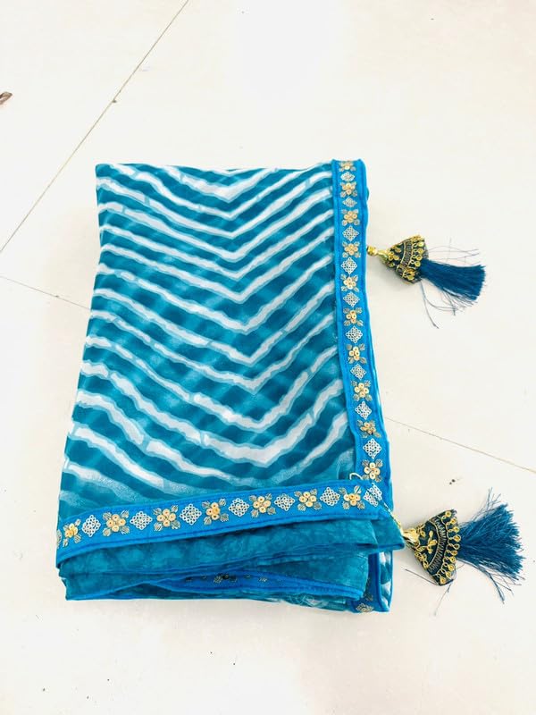 Stylish Georgette Saree with Lehariya PrintSky White Lehariya-picture-49