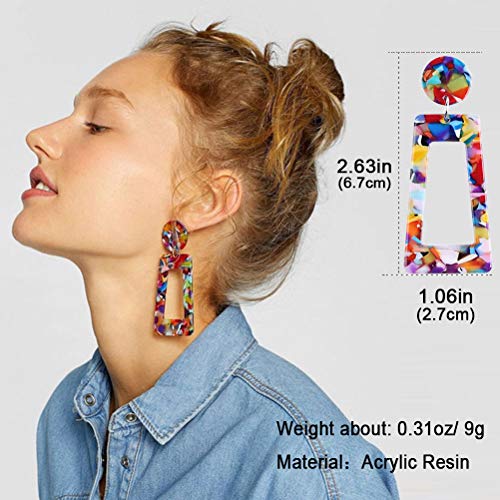 Acrylic Earrings for Women Multicolor Resin Earrings Statement Dangles Drop Earrings3
