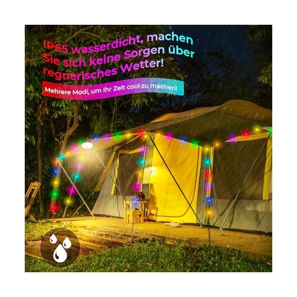 SUBOSI 10m Solarenergie USB 2 in1 Camping Lichterkette Aufrollbar – Bild 9