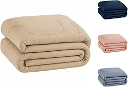 Edredom Percal 400 Fios Grosso Extra Macio Dupla Face Cobertor (Bege, King)