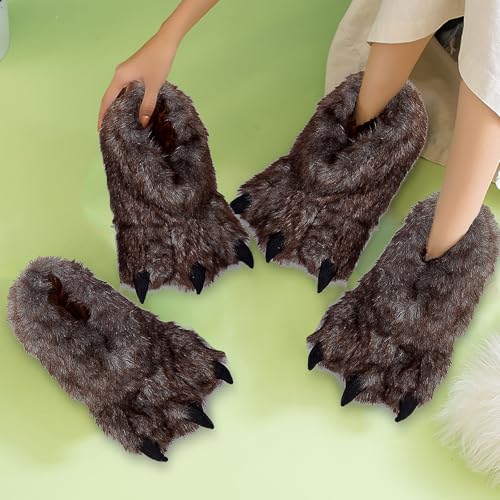 Unisex Adult Monster Paw Slippers Cute Warm Animal Claw Costume House Shoes Plush Indoor Winter Closed Back Shoes2