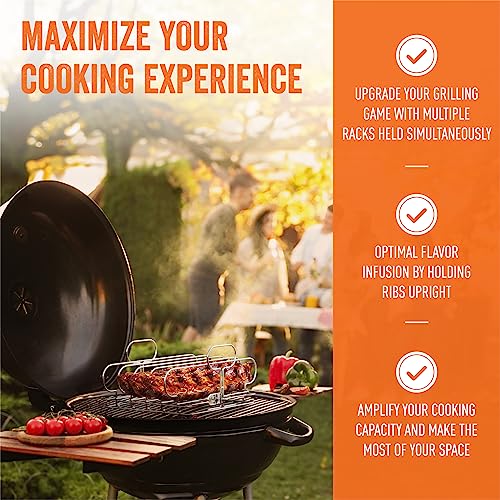 Yukon Glory Rib Racks for Grilling and Smoking | Rib Grilling Rack | Rib Holder for Smoker | BBQ Rib Rack | Grill Rack for Outdoor Grill | Grilling Accessories | BBQ Accessories