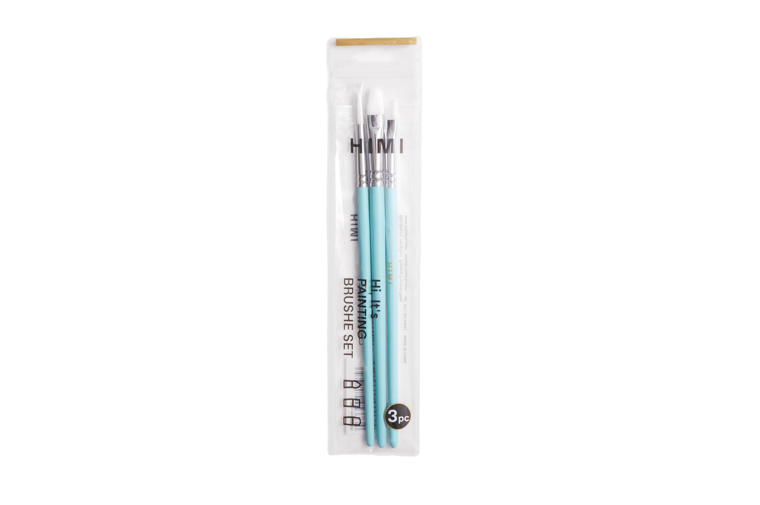 HIMI Brush Set of 3, Includes 1 Filbert Brush, 1 Flat Brush, 1 Round Brush, Blue Edition, Beginner Paint Brushes Set, Acrylic, Gouache Painting, Soft Blends, Bold Strokes, Fine Details
