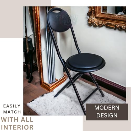 Image of Streetup India 18 Inch Folding Stool Chair Black - Metal