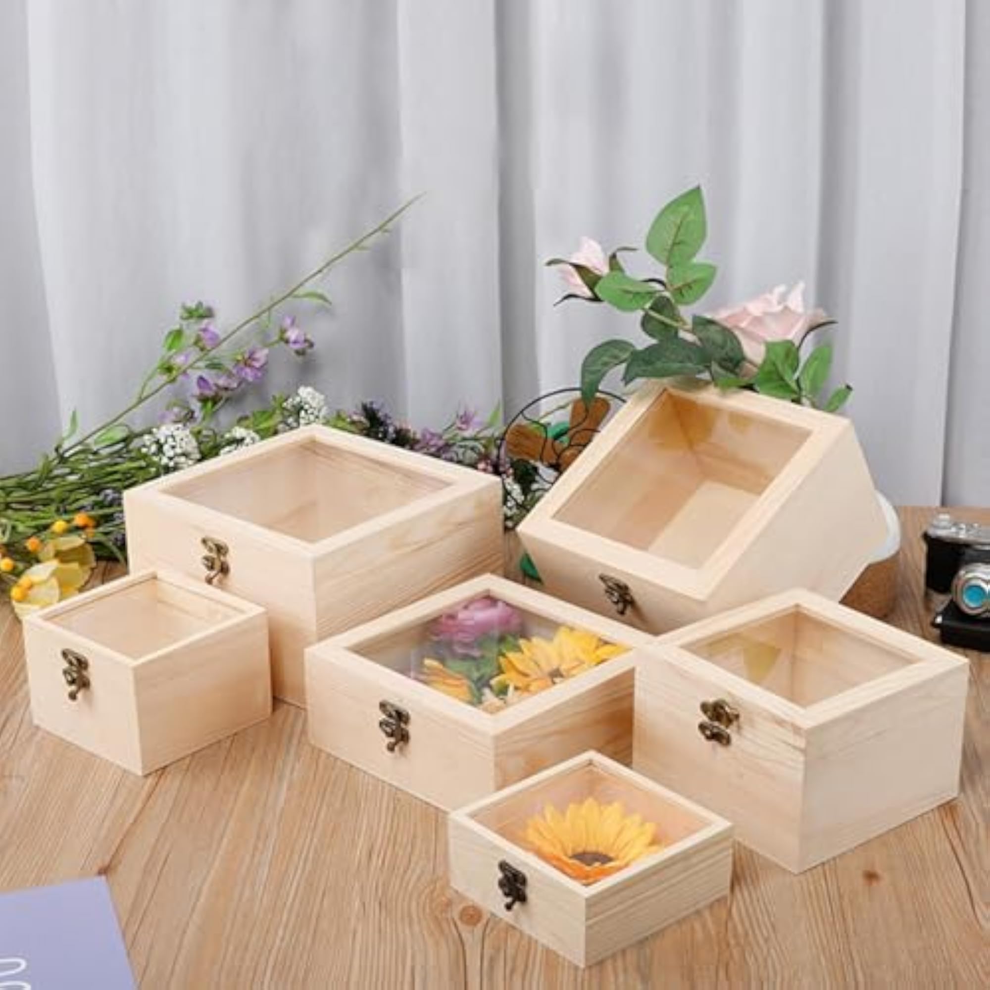 Wooden Storage Box DIY Craft Gift Box for Keepsakes