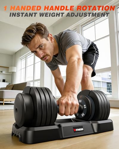 Image of Rendpas Adjustable Dumbbell Set, Quick Adjust Free Weights for Home Gym