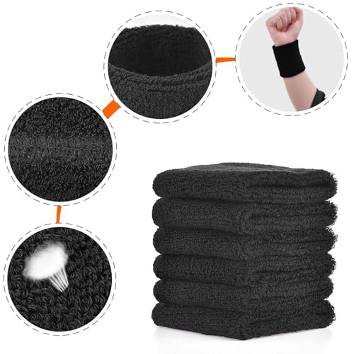 Image of Willbond Wrist Sweatbands, Sports Sweatbands for Competition, Sweat Absorbent, for Basketball, Tennis, Football, Running and Work (Pack of 6)