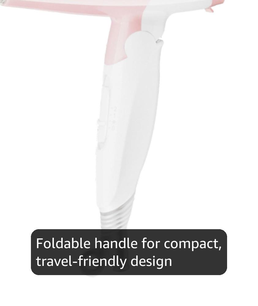 Pigeon Hair Dryer| 1200 Watts| 3 Speed & Temperature With Cool Shot (Hot/Cool/Warm)| Foldable Handle| For Women and Men| 2 Years Warranty, Pink