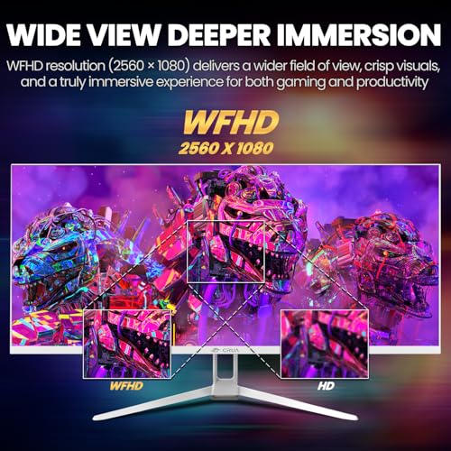 undefined CRUA 34'' Ultrawide Gaming Monitor 120HZ, 21:9 WFHD 2560X1080 IPS Panel Computer Monitors with Built-in Speakers, Support AMD FreeSync, 120% sRGB, DP1.4 & HDMI1.4, Wall Mountable Installs-White の商品画像 5