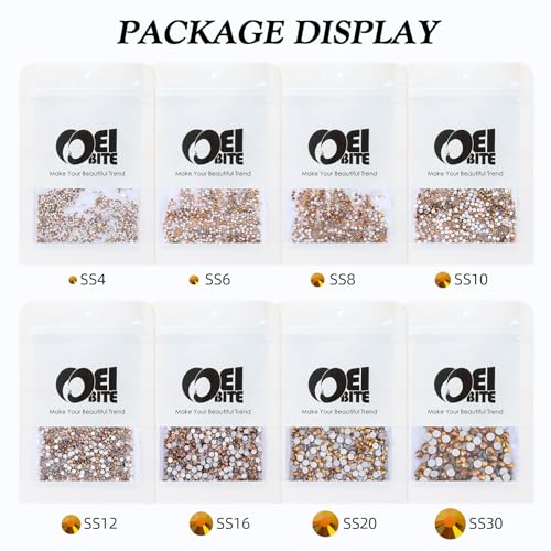 Image of Gold Flatback Rhinestones, Glass Rhinestones for Nail Art and Craft, Glue Fix, Loose Crystal Gemstones(Gold, SS4, 1440pcs, 1.5-1.7mm)