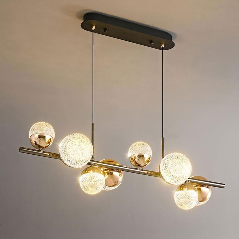 Lustre à intensité variable 8 boules pour sublimer vos repas en famille