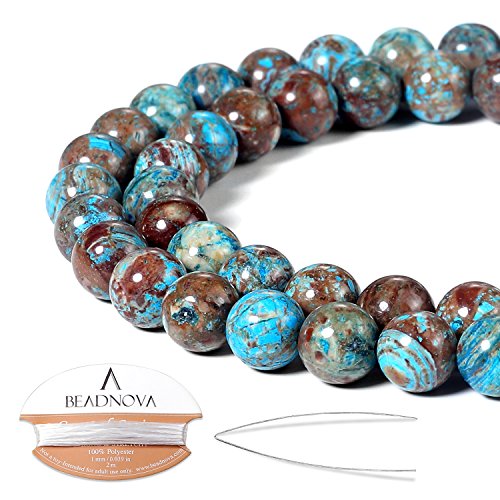 Image of BEADNOVA 8mm Crazy Blue Lace Agate Gemstone Round Loose Beads for Jewelry Making (45-48pcs)