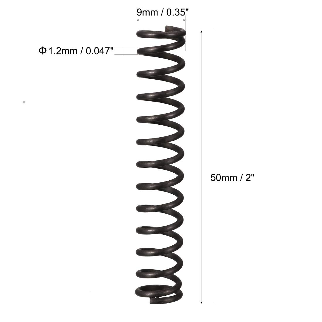 10x Druckfedern 9mm Außen-Ø, 0,5mm Draht, 50mm Länge – Federstahl, Für Maschinen & Reparaturen