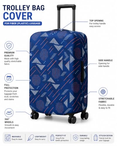 Image of Printed Luggage Cover for Traveling Bag & Suitcase - Stretchable & Scratchproof Trolley Protector with Velcro Lock & Lightweight Washable Material(Suitcase Not Included, Only Cover in Product)