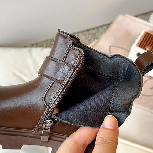 IWIHMIV Little Girl Ankle Boots Comfortable Short Boots Fashion Non Slip Round Toe Short Booties with Side Zipper4