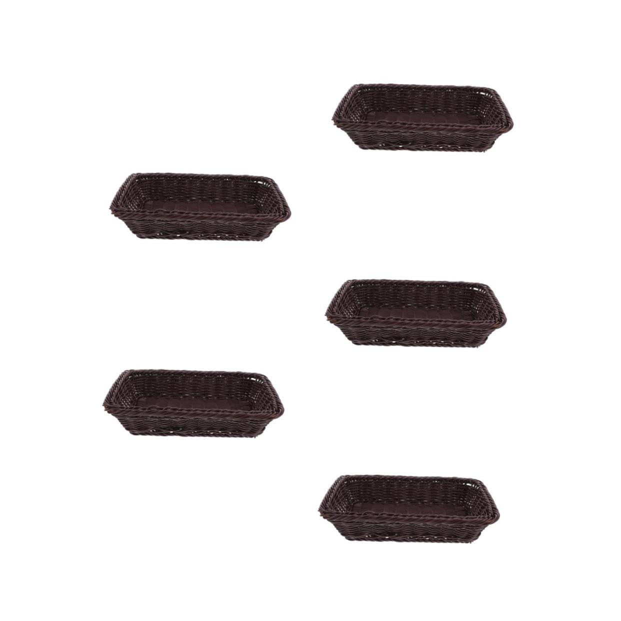 Alipis 5 Stück Geflochtener Brotkorb Körbe Obstkorb für Theke hängender Aufbewahrungskorb Weidenkorb geflochtener Servierkorb Brotkorb-Aufbewahrungsbehälter PVC Schwarz Wiederverwendbar
