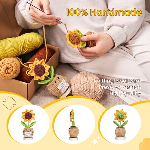 Image of Gossby Gift for Mom from Daughter, Son, Kids - Sunflower Crochet with Card - I Always Need You MOM - Mothers Day, Christmas, Birthday Gift - Emotional Support Plush for Mama