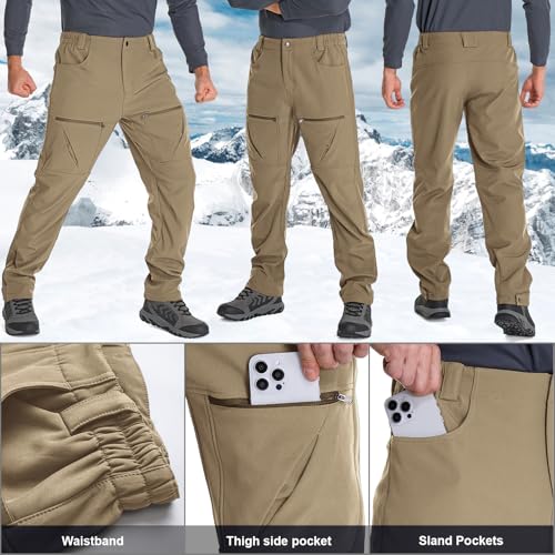 Toomett Mens Winter Hiking Snow Pants-Waterproof Insulated Fleece Lined for Camping Outdoor Softshell Snowboard Ski Pants3