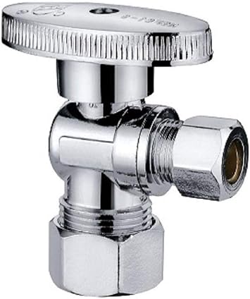 EZ-Fluid Fridge Icemaker Angle Stop 1/2-in Nominal Comp 5/8" OD Comp x 1/4-in OD Comp 1/4-Turn Chrome Brass Angle Stop Valve Water Shut Off Ball Valve 1 Pack