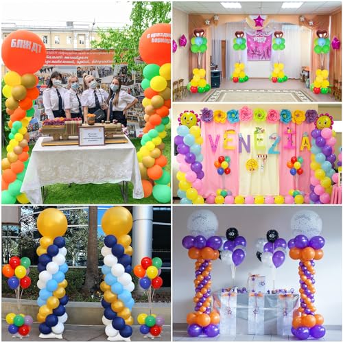 Toosci 2-in-1 Metal Adjustable Balloon Column Stand Kit Set of 2, Balloon Tree With Base, Balloon Tower Decoration for Baby Shower Graduation Birthday Wedding Party
