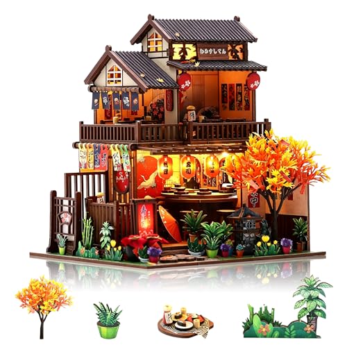 Kit de casa en miniatura de sushi para decorar salones con maquetas de madera