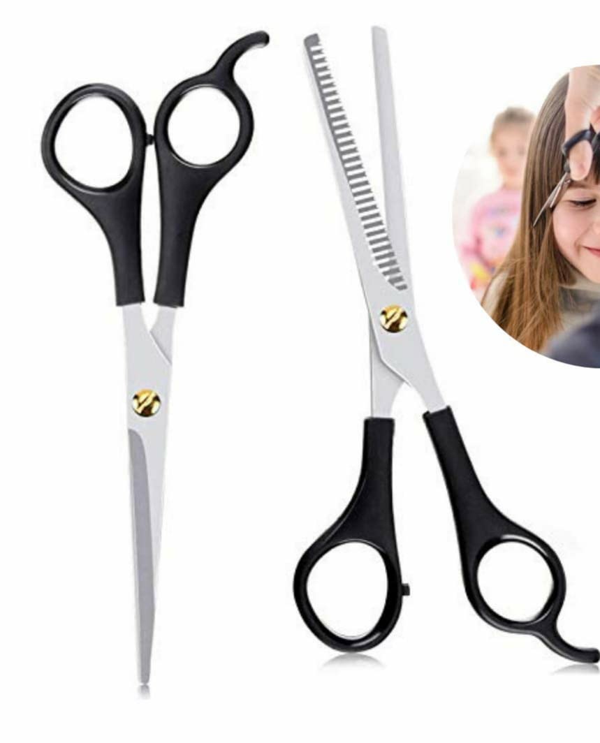 Stainless Steel Hair Cutting Scissor With Thinning Scissor Set (Black)-picture-19