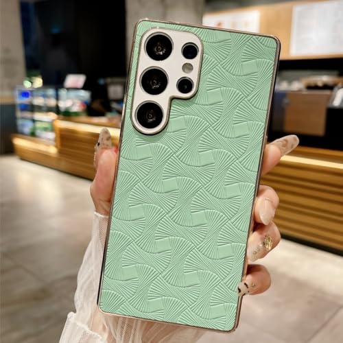 Étui en cuir ondulé Galaxy S23 cyan avec coque souple vintage antichoc