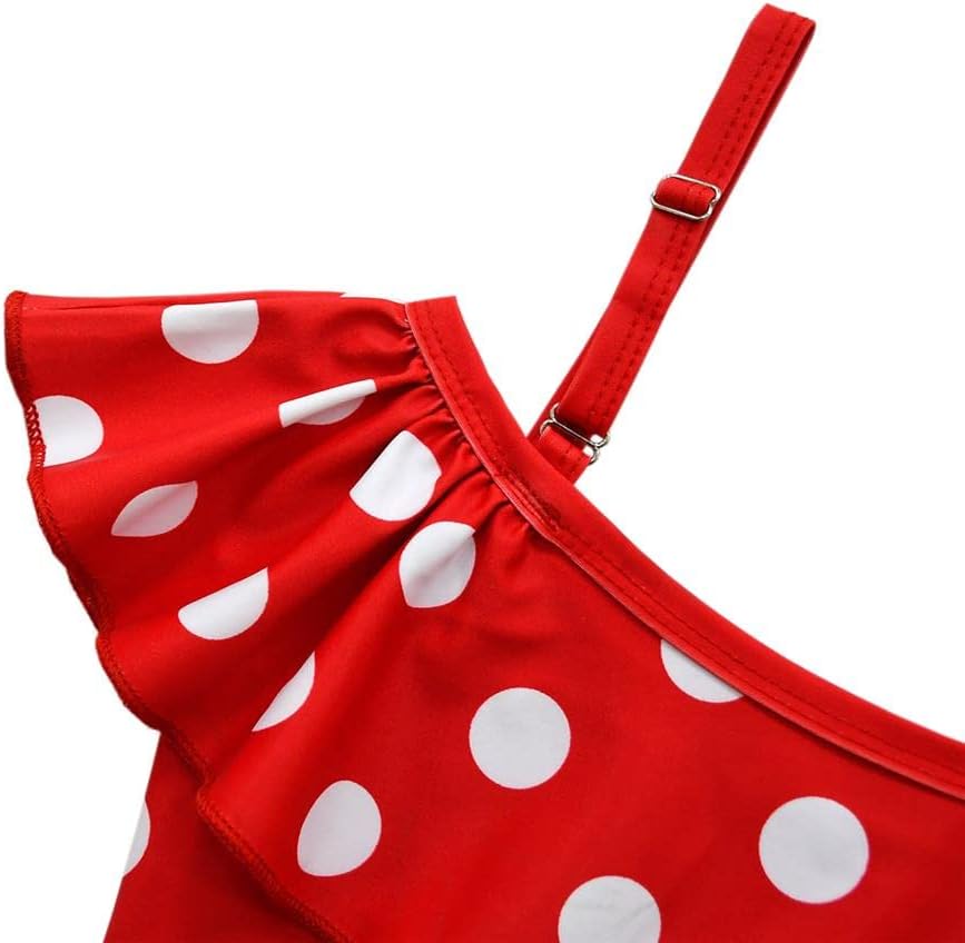 Dressy Daisy Girls Polka Dots Tankini Dress Two Piece Swimsuit Swimwear Swimming Bathing Suit with Skirt & Headband