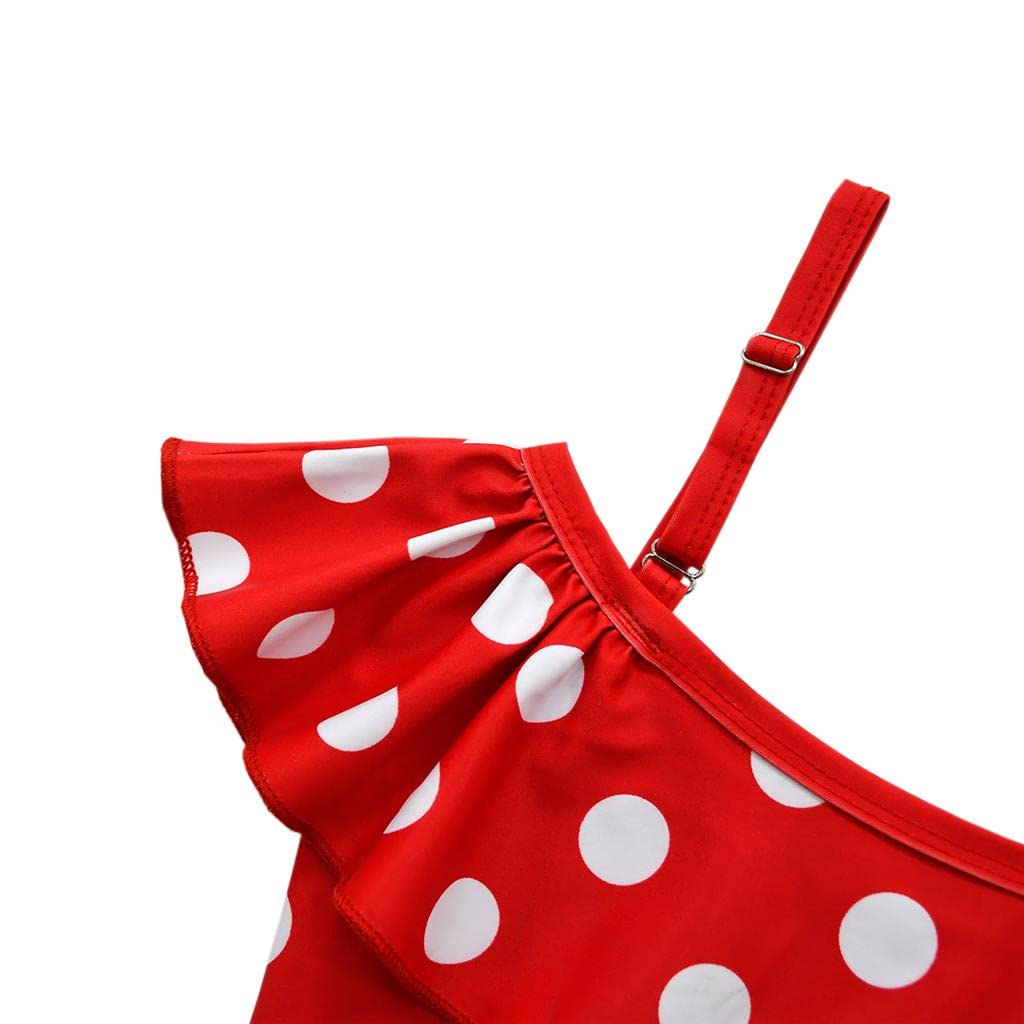 Lito Angels Maillot de Bain Jupe Mouse Tankini 2 Pieces pour Enfant Fille, Rose Vif/Rouge
