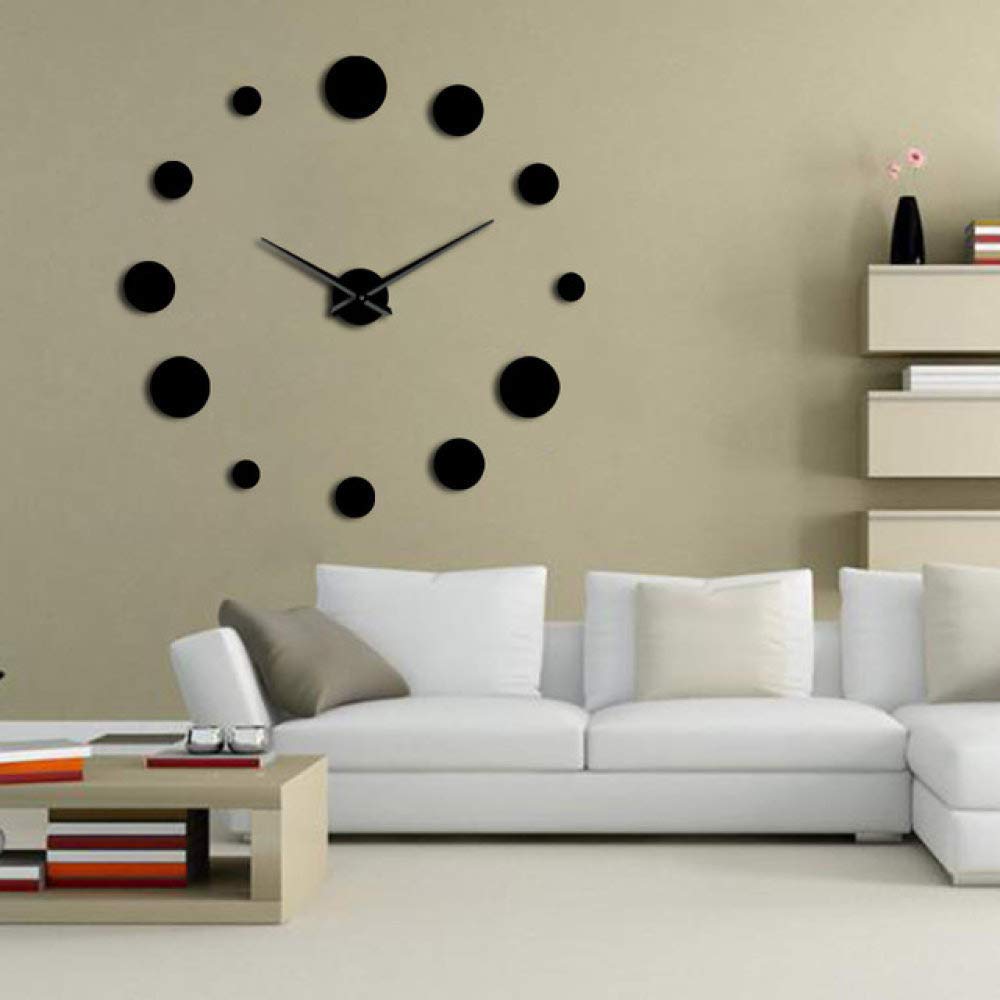 Horloge murale géante pour grand mur vide miroir acrylique noir