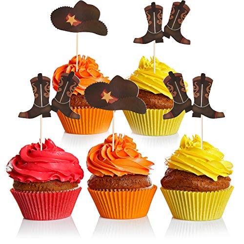 60 Pieces Cowboy Or Cowgirl Hat And Boot Cupcake Toppers Western Birthday Cake Decorations Rodeo Cupcake Picks Baby Shower Toothpicks For Western Theme Party Favors Supplies #TOP6