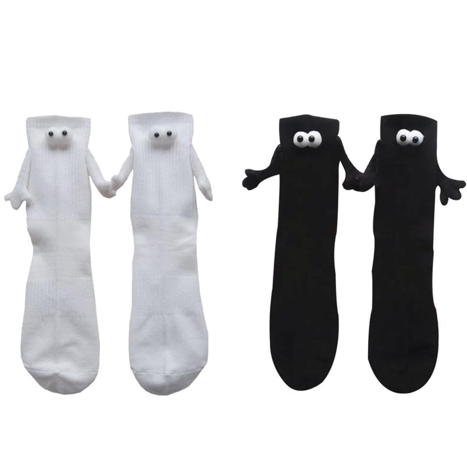 YIPBFUONE 2 Pairs Funny Magnetic Suction 3D Doll Couple Socks Magnetic Socks Couple Holding Hands Sock Hand in Hand Socks Friendship Socks for Women Men