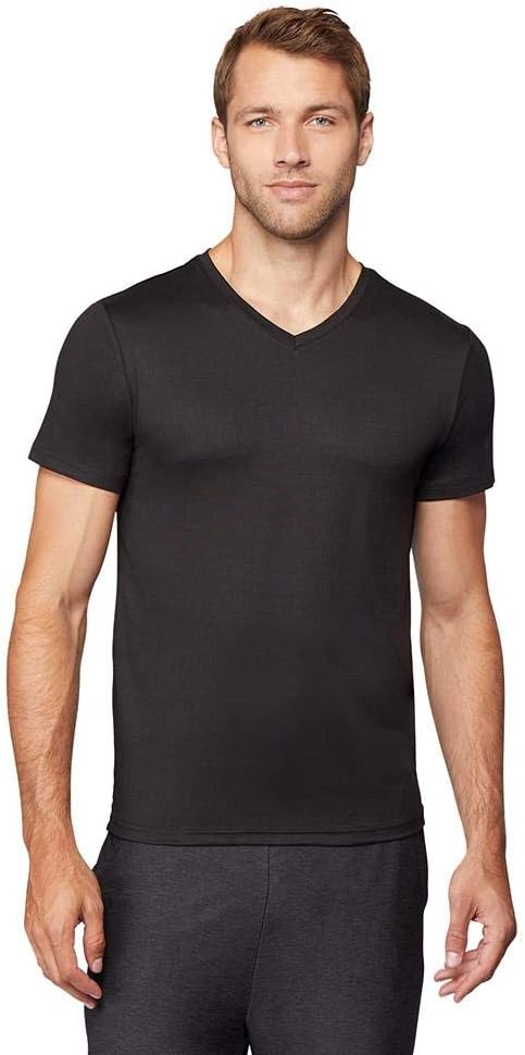 Men's Cool Quick Dry Active Basic V-Neck T-Shirts US Size X-Large Color: Black, Black, XL