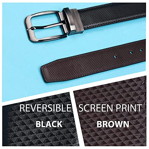 Image of JUST-STYLE Men's PU Leather Reversible Belt (Black & Brown) Size (28-46) Formal /Regular