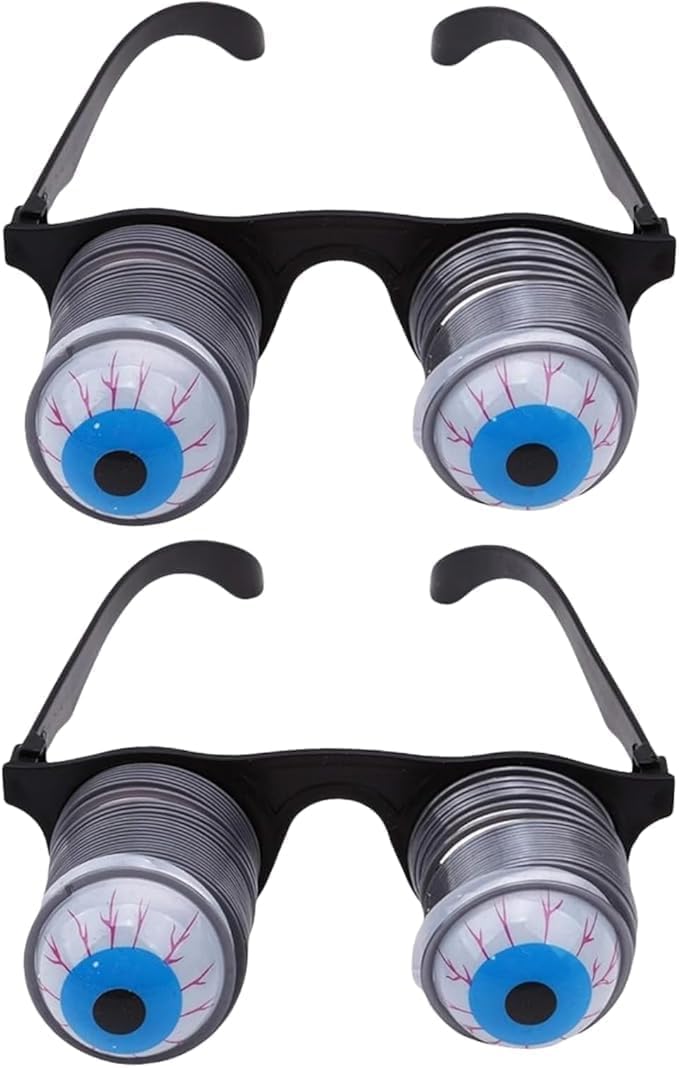 DreamyRetreat 2Pcs Pop Out Eye Glasses Wobbly Eyes On Springs Out Novelty Halloween Carnival Party Plastic Joke Horror Shock Pop Eyes Glasses Toy Gag Toys and Practical Jokes Novelty and Gag Toys